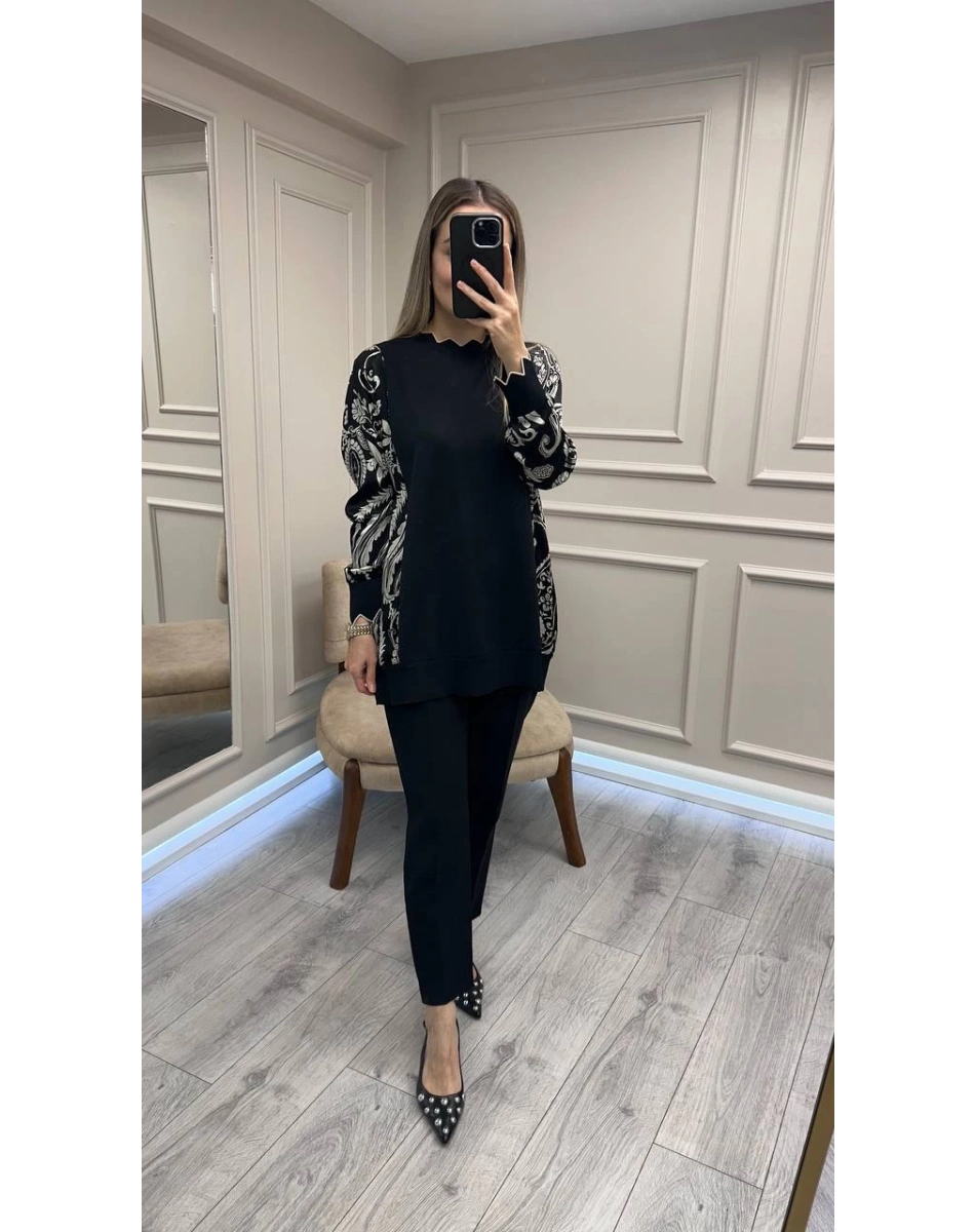 Ghisa 26KÖRTNK4200 Siyah Kol Detaylı Tunik