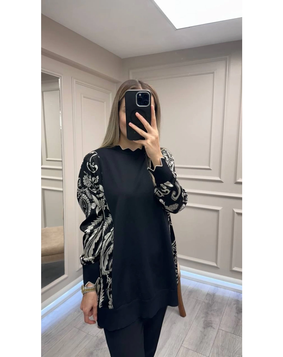 Ghisa 26KÖRTNK4200 Siyah Kol Detaylı Tunik