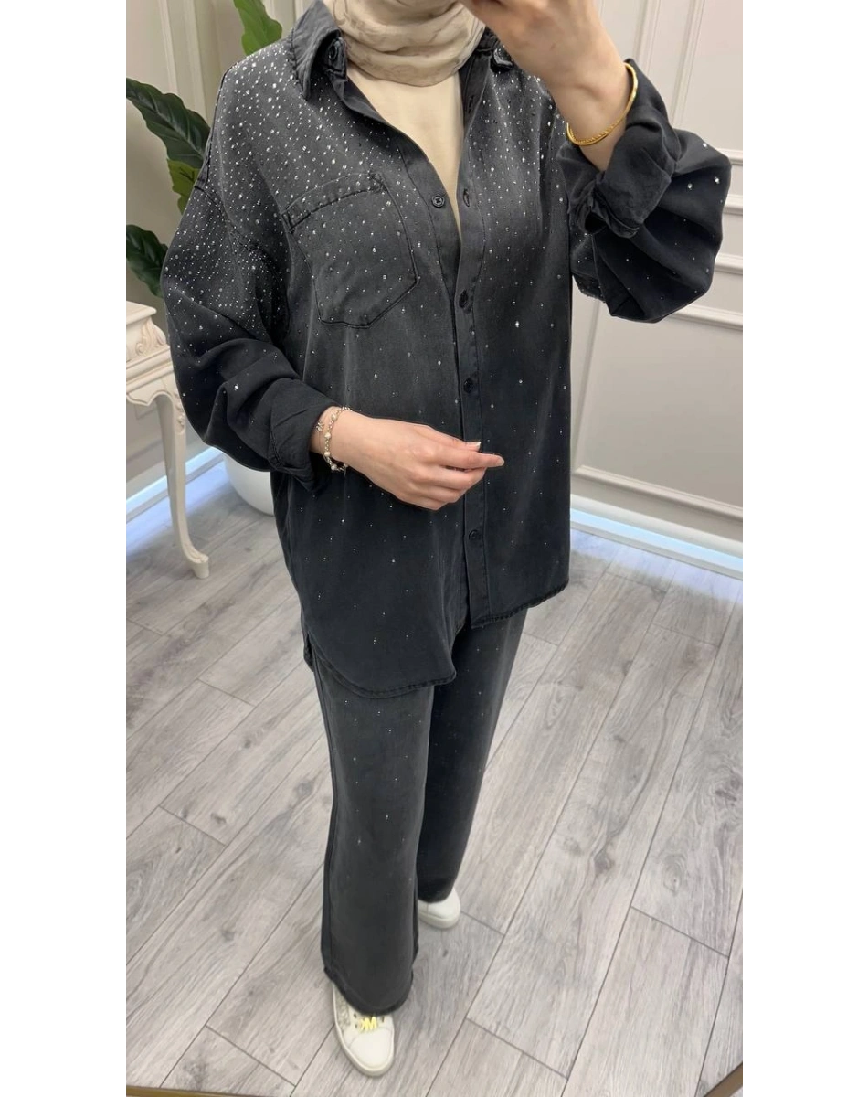 Ghisa 3611T9297 Siyah Taş Detaylı Takım