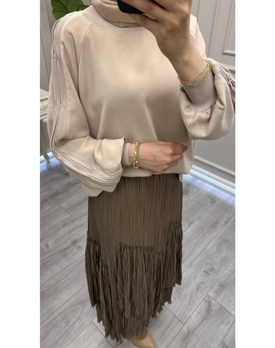Ghisa 3630T4305 Bej Kol Kısmı Detaylı Tunik