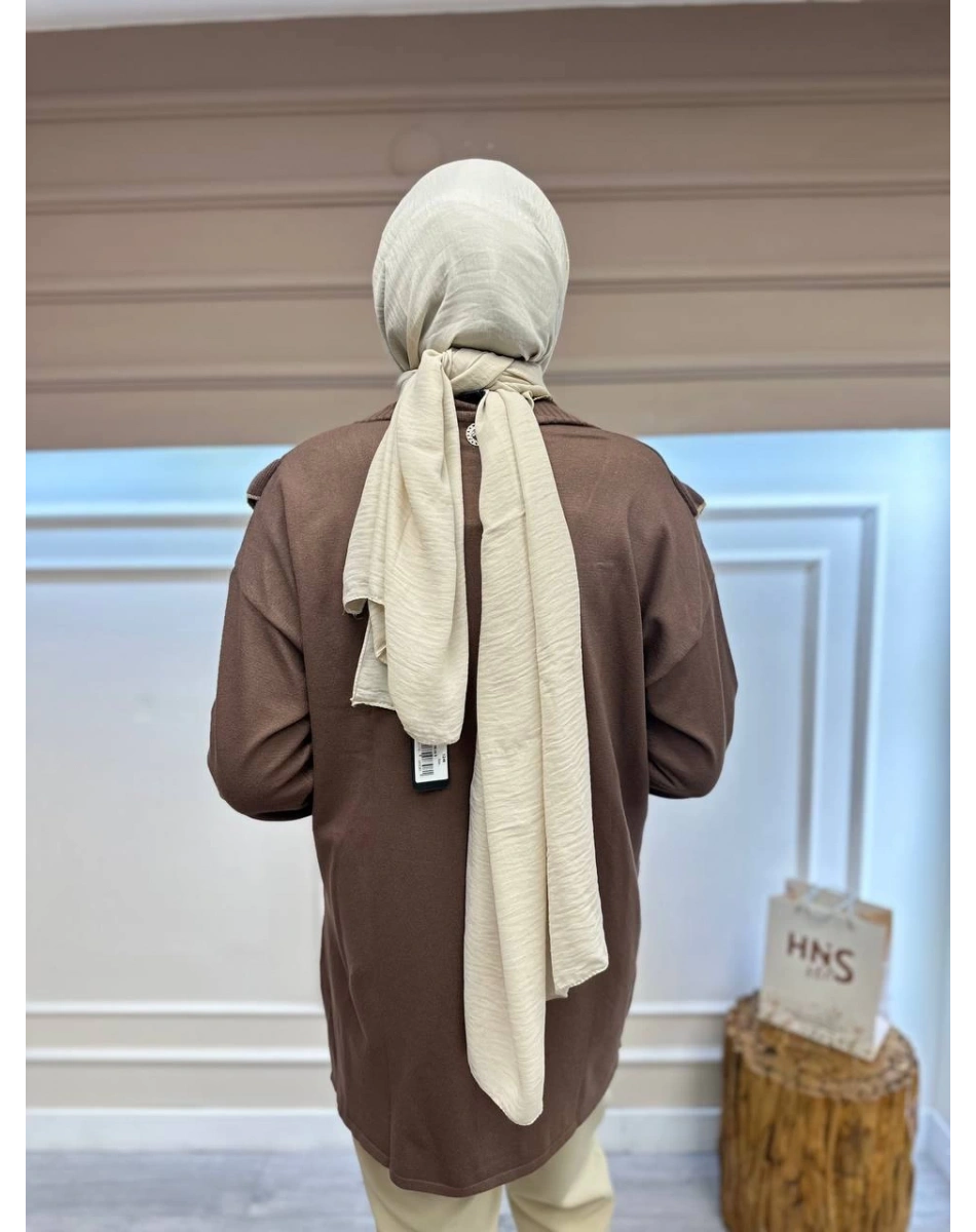 Ghisa 4KOBHRK3567 Kahve Triko Fırfırlı Hırka