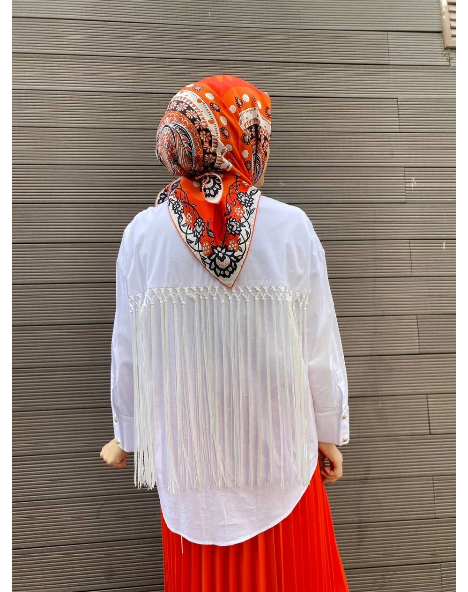 Ghisa 4YGSTNK4500 Beyaz Püskül Detaylı Tunik