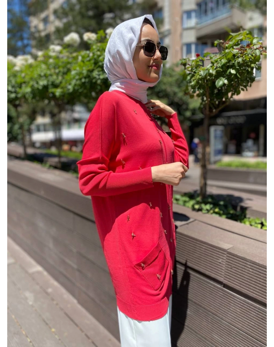 Ghisa 4YOBTNK4227 Coral Damla Taş Detaylı Tunik