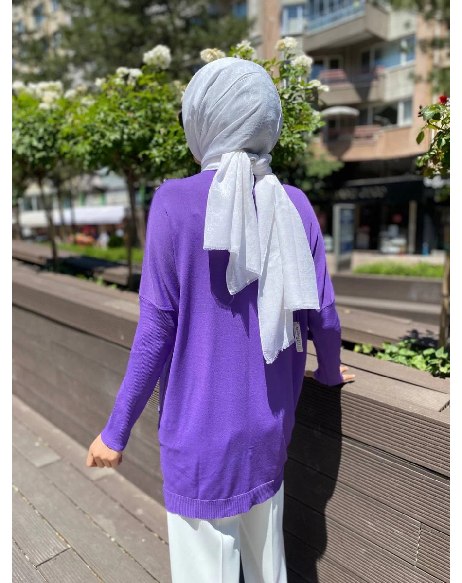 Ghisa 4YOBTNK4227 Mor Damla Taş Detaylı Tunik