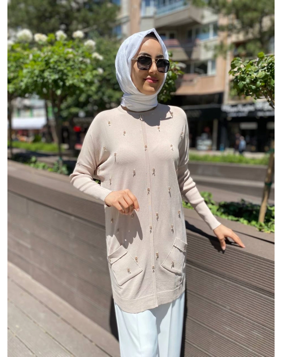 Ghisa 4YOBTNK4227 Taş Damla Taş Detaylı Tunik