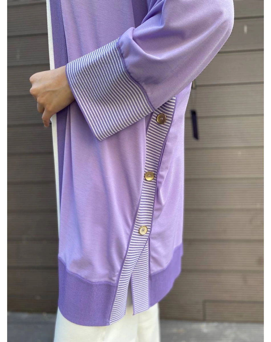 Ghisa 4YÖRHRK3620 Lila Yanları Düğmeli Hırka