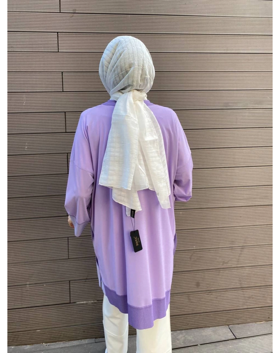 Ghisa 4YÖRHRK3620 Lila Yanları Düğmeli Hırka