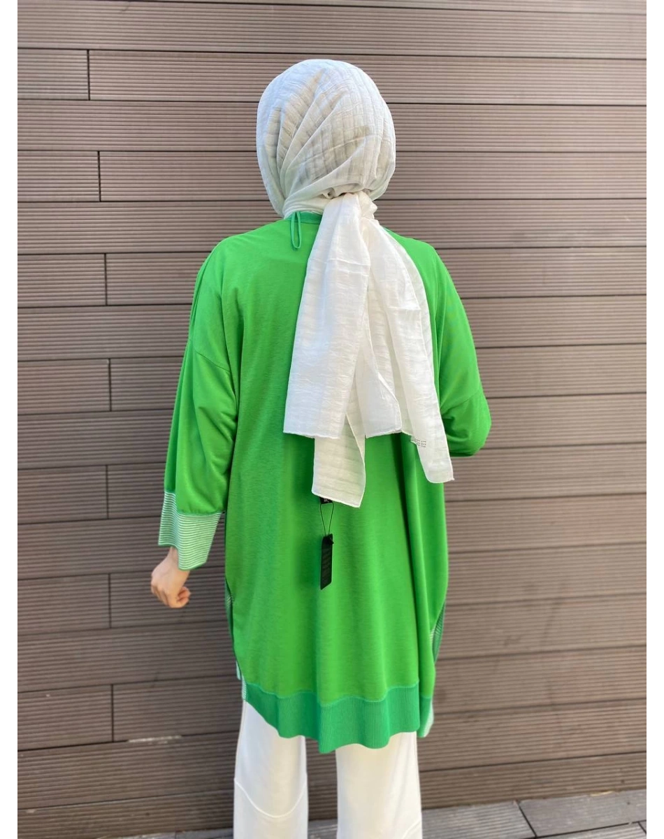 Ghisa 4YÖRHRK3620 Yeşil Yanları Düğmeli Hırka