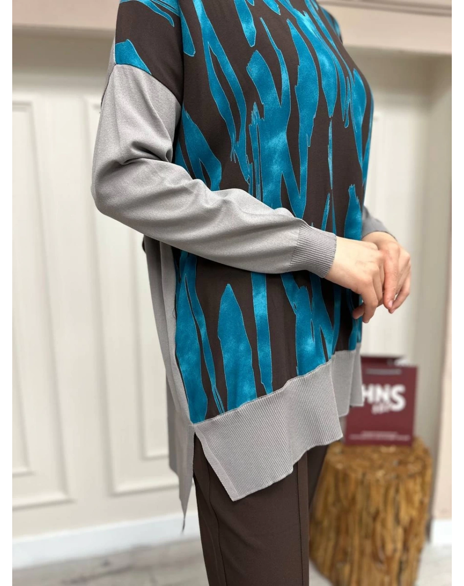 Ghisa 4YÖRTNK4200B Petrol Yırtmaçlı Tunik