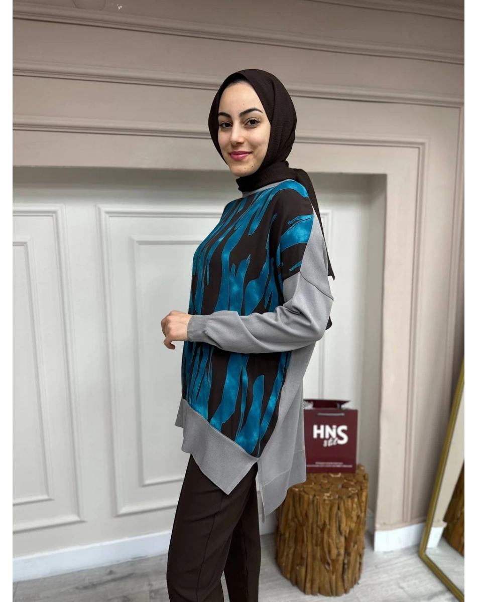 Ghisa 4YÖRTNK4200B Petrol Yırtmaçlı Tunik