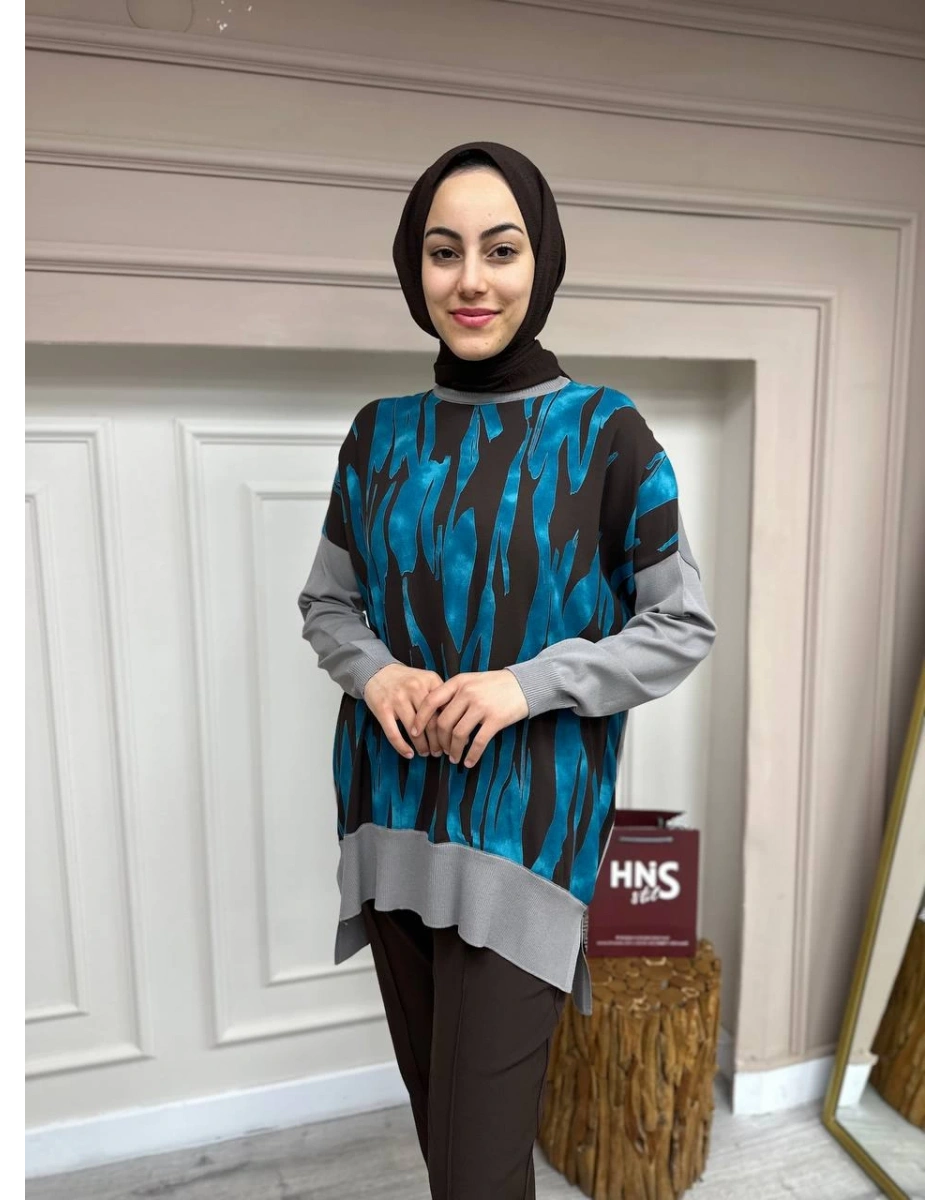 Ghisa 4YÖRTNK4200B Petrol Yırtmaçlı Tunik