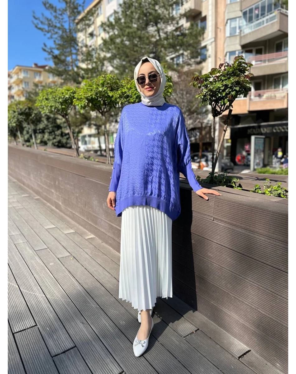 Ghisa 4YÖRTNK4611 Lila Kolları Düğme Detaylı Tunik