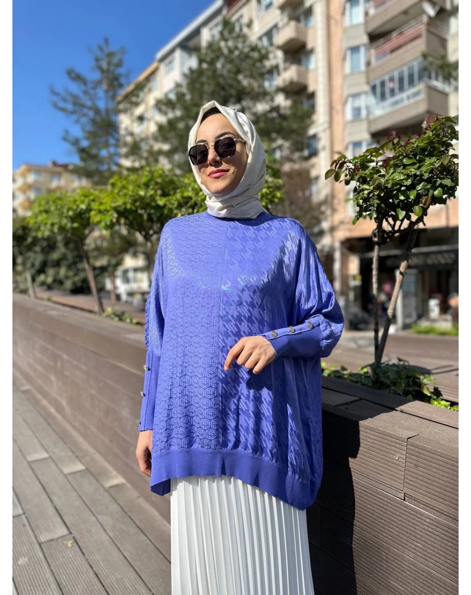 Ghisa 4YÖRTNK4611 Lila Kolları Düğme Detaylı Tunik