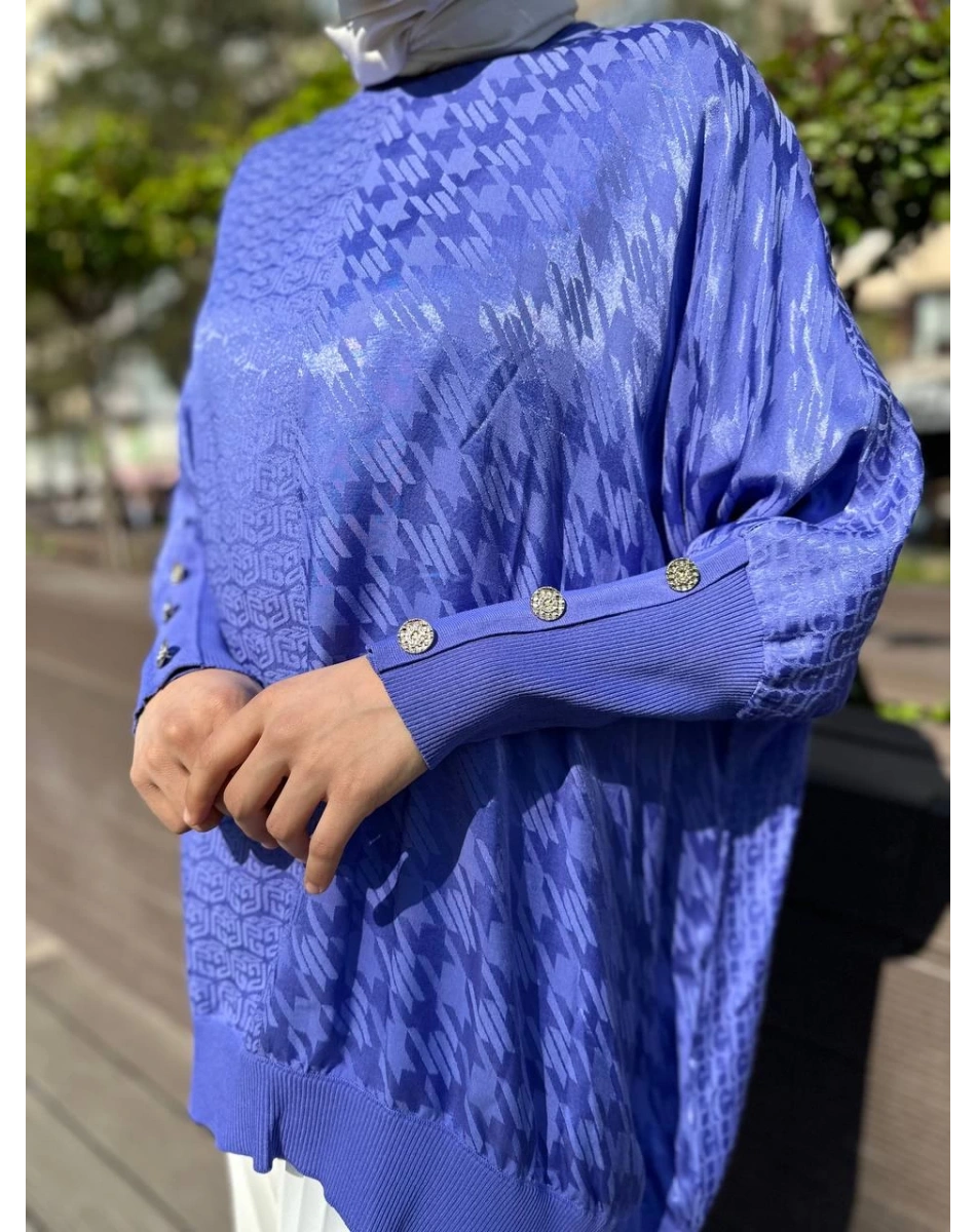 Ghisa 4YÖRTNK4611 Lila Kolları Düğme Detaylı Tunik