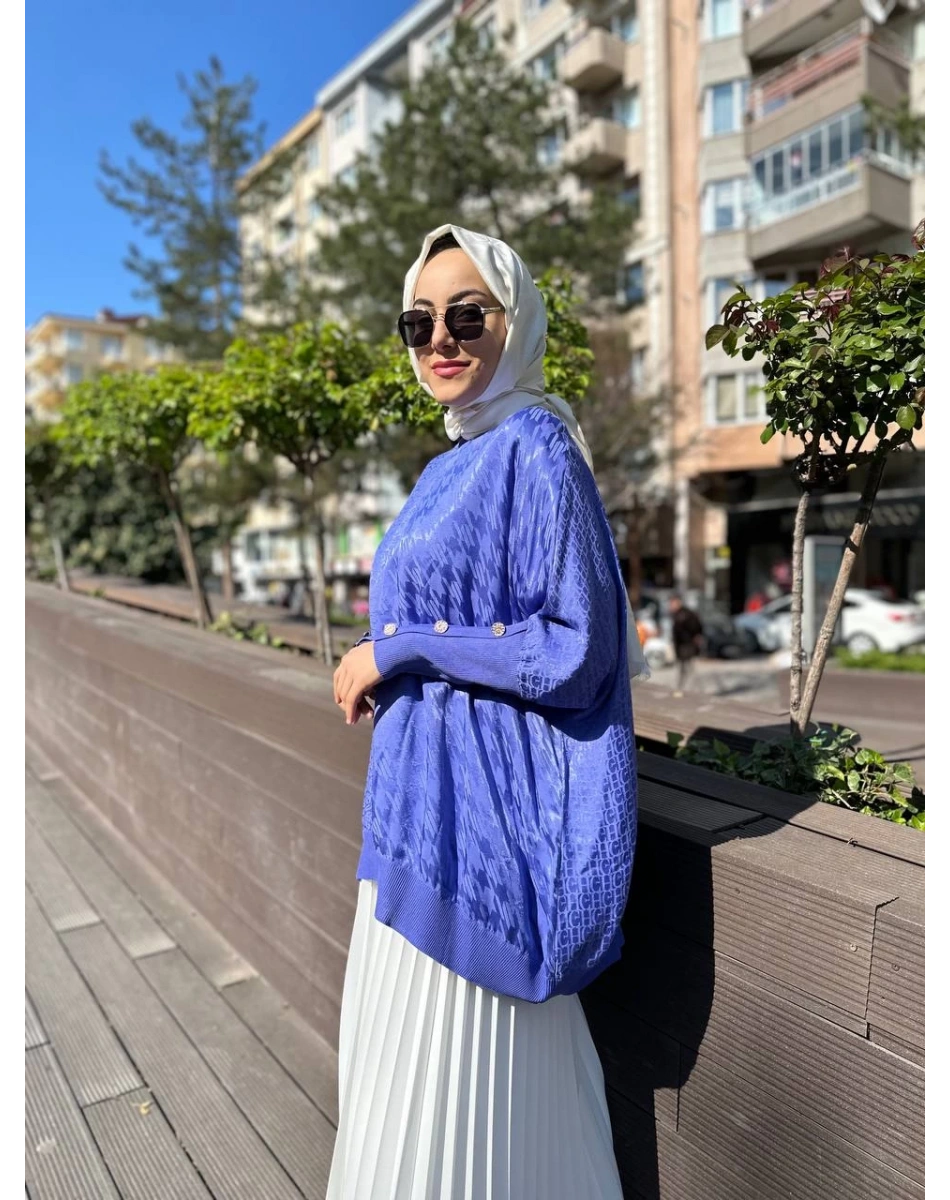 Ghisa 4YÖRTNK4611 Lila Kolları Düğme Detaylı Tunik