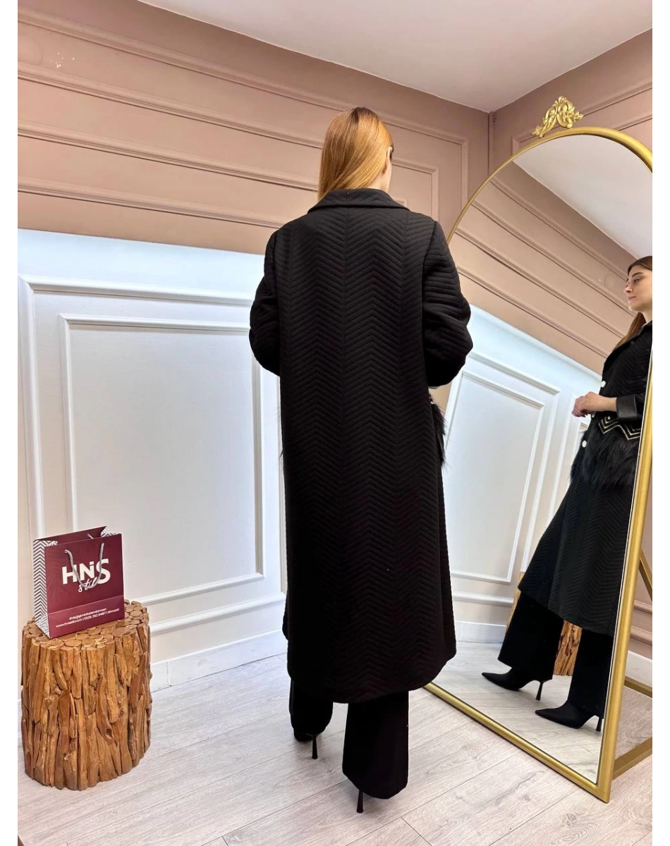 Ghisa 5KGSKBN6522 Siyah Cep Detaylı Kaban