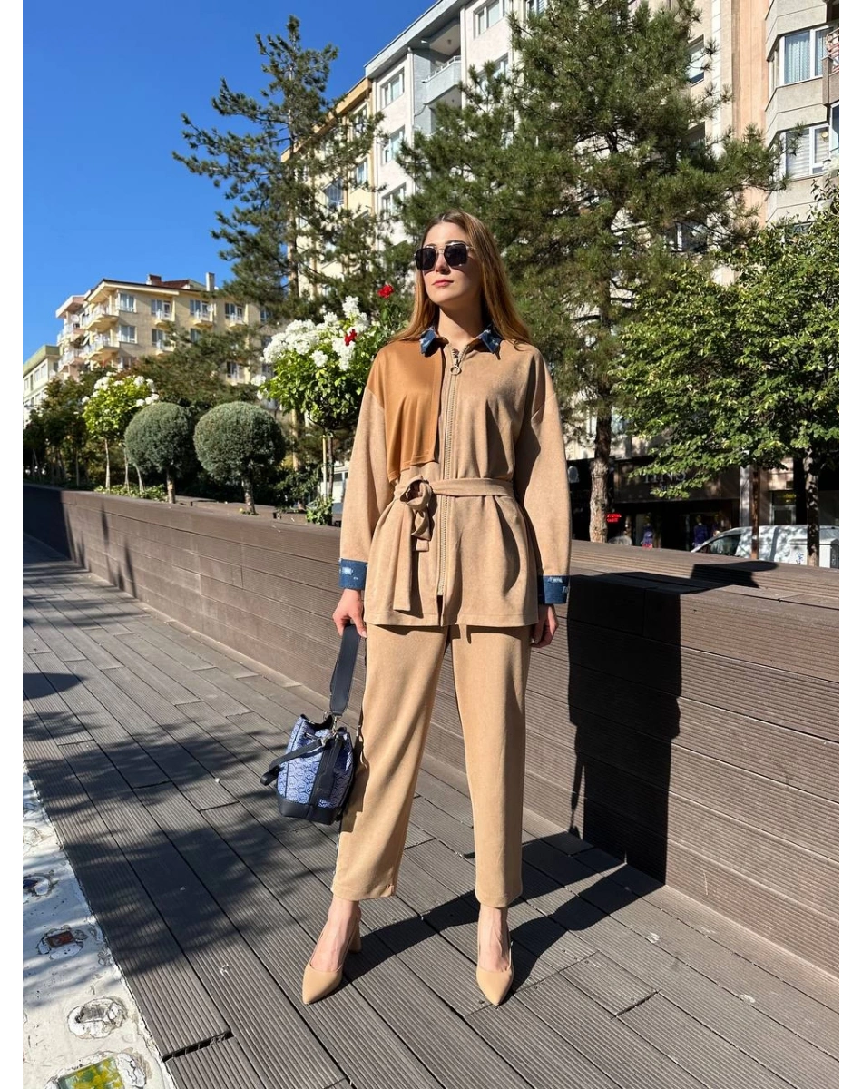 Ghisa 5KGSTKM3964 Camel Detaylı İkili Takım