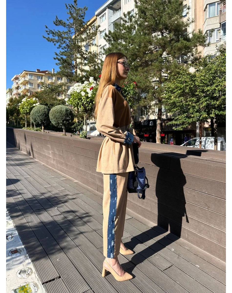 Ghisa 5KGSTKM3964 Camel Detaylı İkili Takım