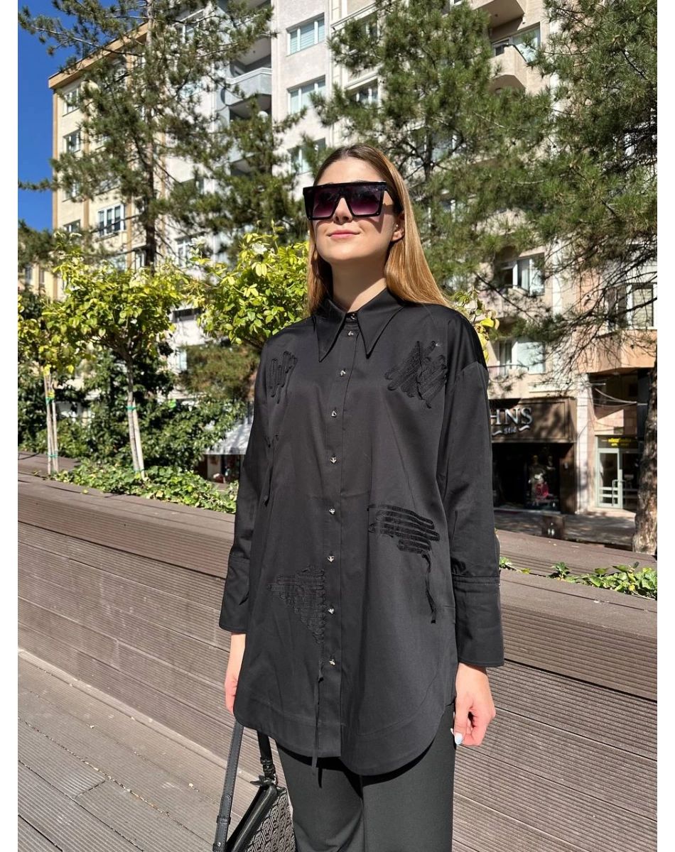 Ghisa 5KGSTNK4673 Siyah Gömlek Tunik