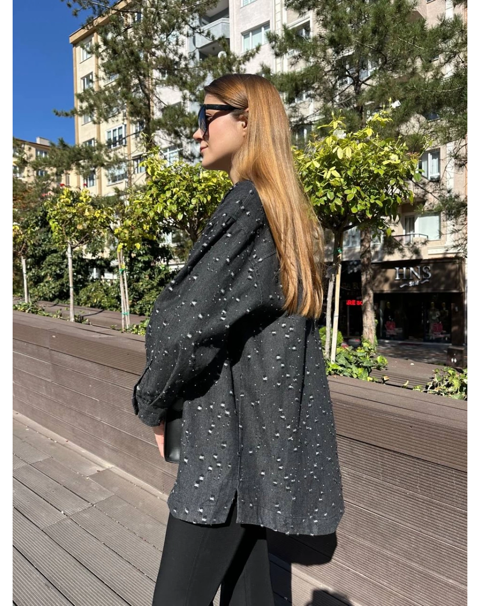 Ghisa 5KGSTNK4704 Siyah Zımba Detaylı Tunik