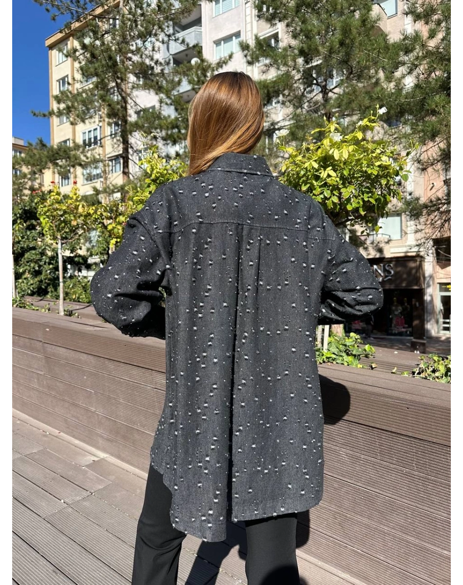 Ghisa 5KGSTNK4704 Siyah Zımba Detaylı Tunik