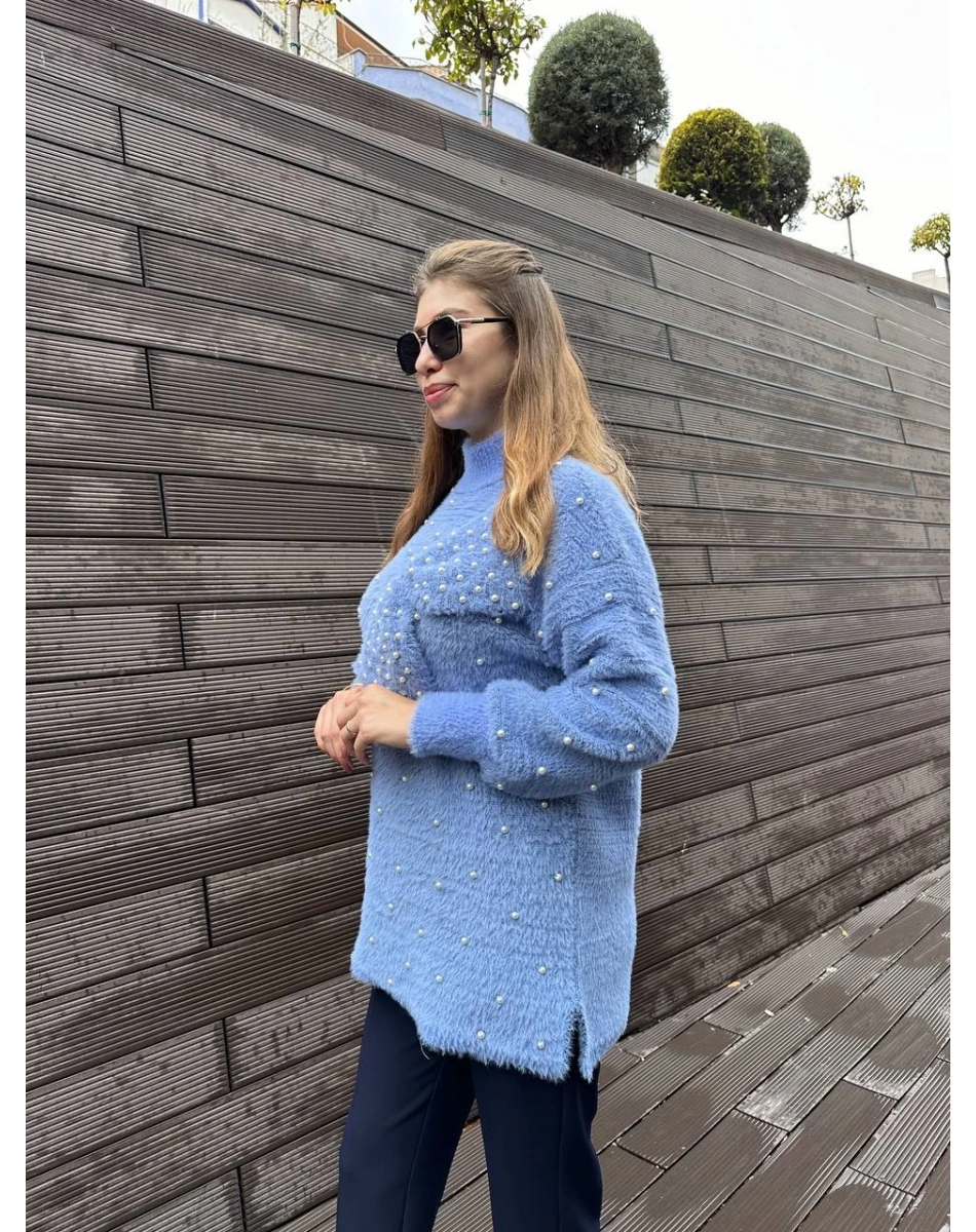 Ghisa 5KGSTNK4750 Mavi İncili Fiyonk Detaylı Tunik