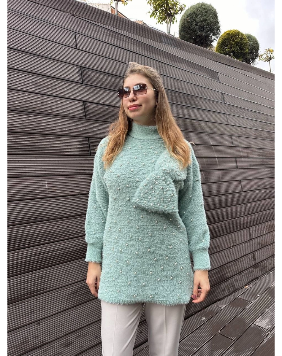 Ghisa 5KGSTNK4750 Yeşil İncili Fiyonk Detaylı Tunik