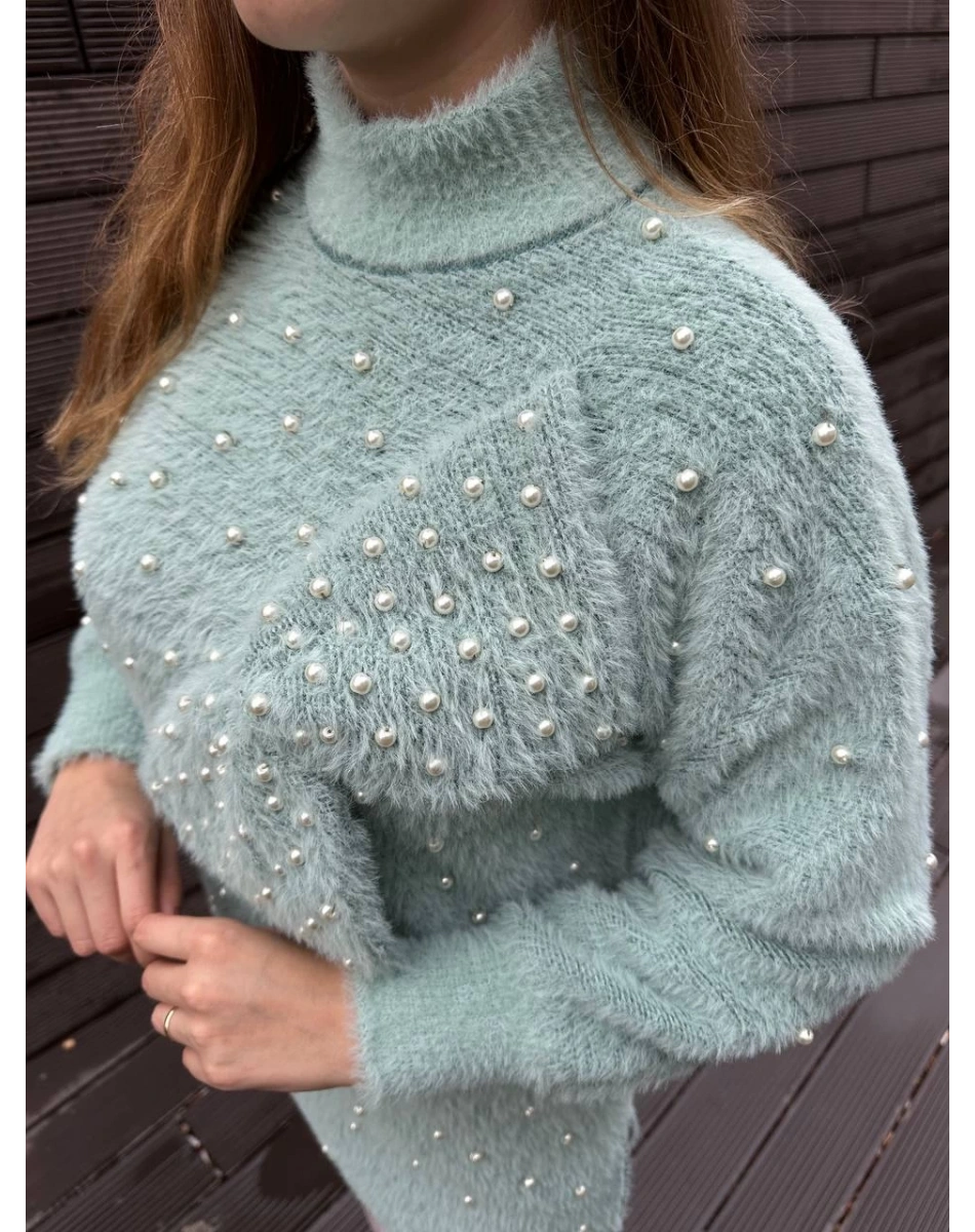 Ghisa 5KGSTNK4750 Yeşil İncili Fiyonk Detaylı Tunik