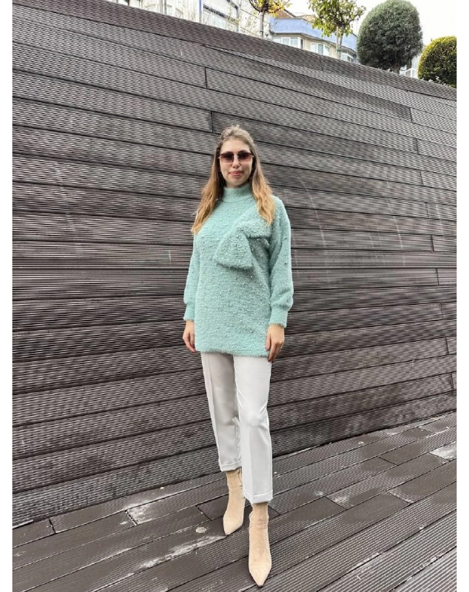 Ghisa 5KGSTNK4750 Yeşil İncili Fiyonk Detaylı Tunik