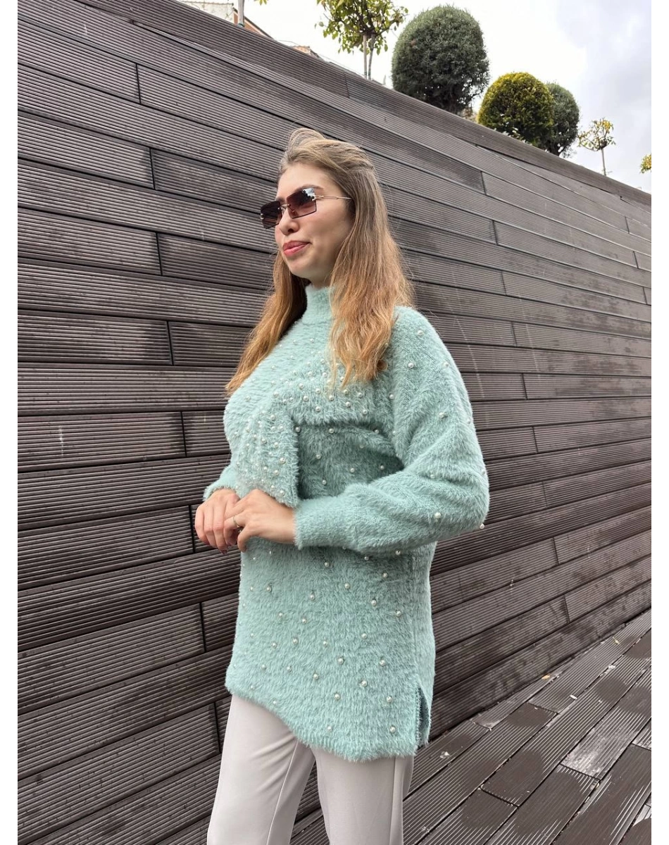 Ghisa 5KGSTNK4750 Yeşil İncili Fiyonk Detaylı Tunik