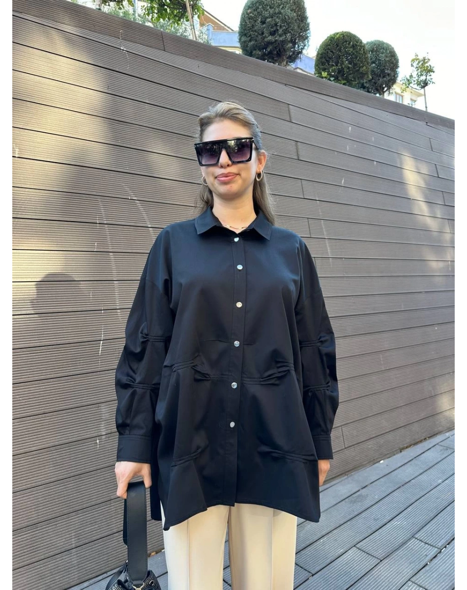 Ghisa 5KGTNK4703 Siyah Gömlek Tunik