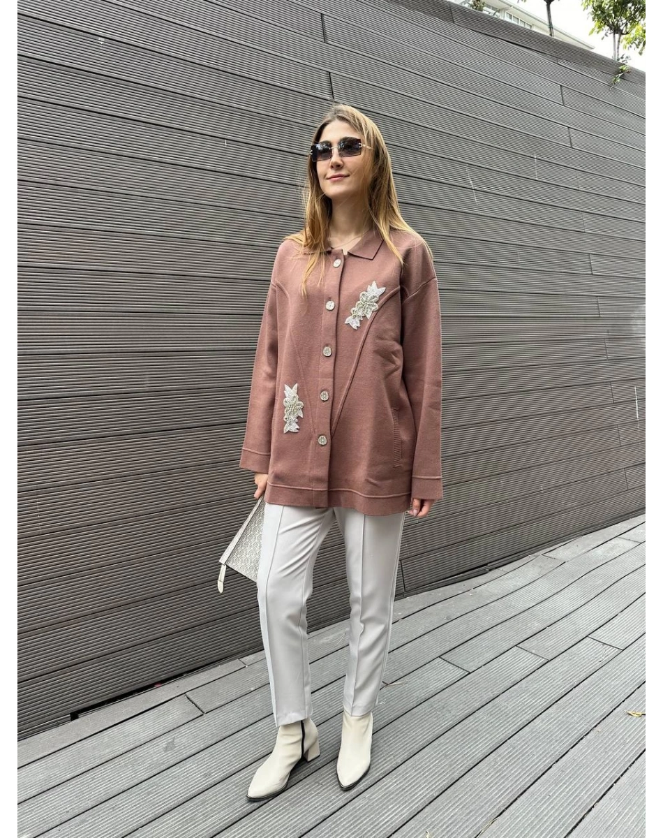 Ghisa 5KOBHRK3099 Kahve Detaylı Hırka