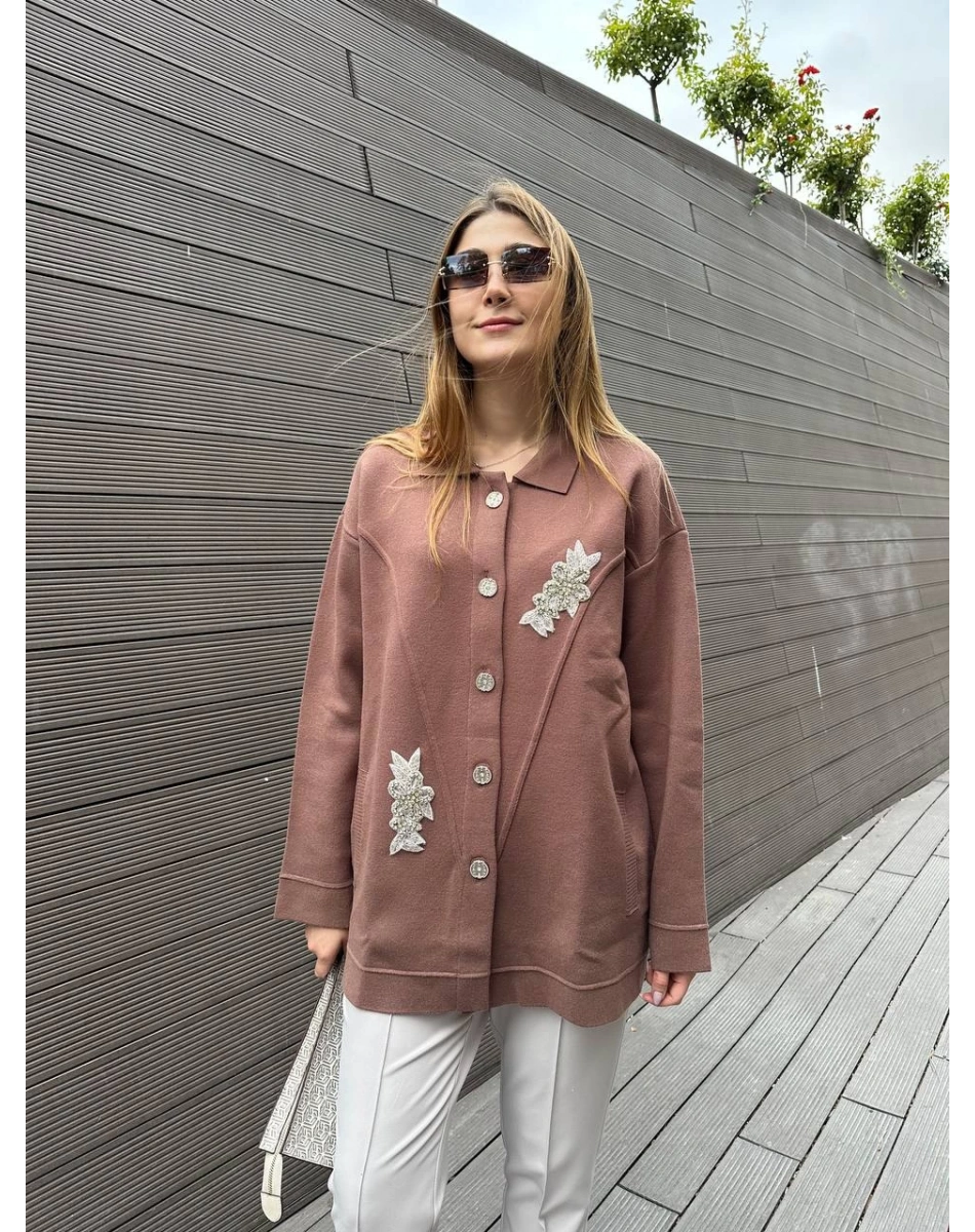 Ghisa 5KOBHRK3099 Kahve Detaylı Hırka