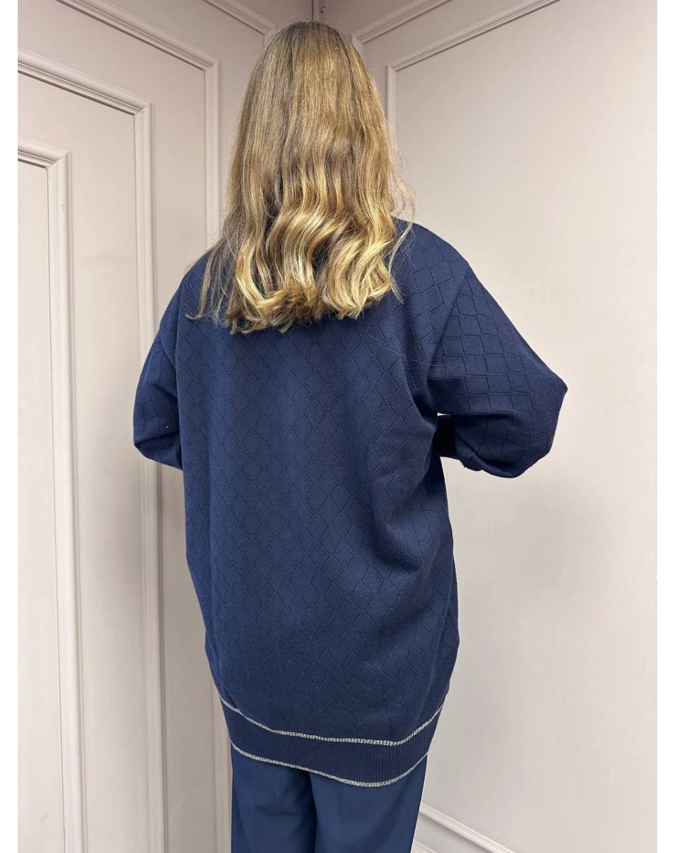 Ghisa 5KOBHRK3698 Lacivert Broş Detaylı Hırka