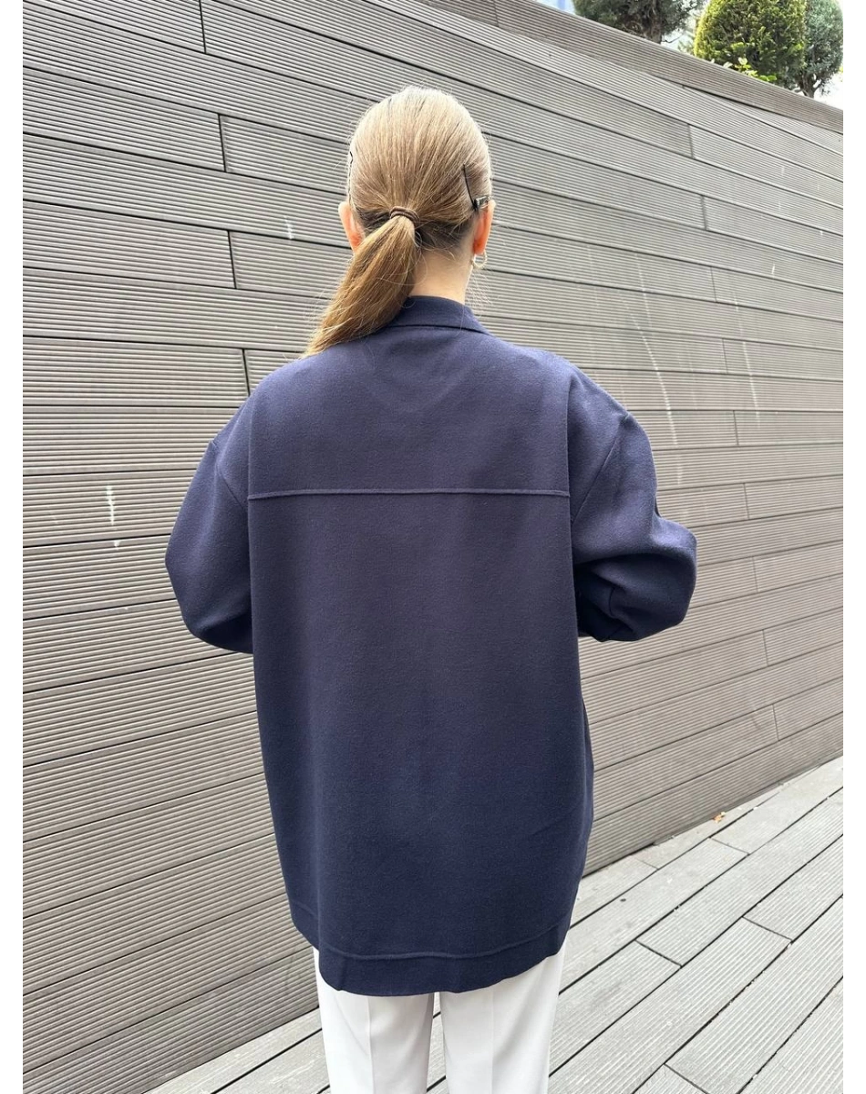 Ghisa 5KOBHRK3899 Lacivert Taş Detaylı Triko Hırka