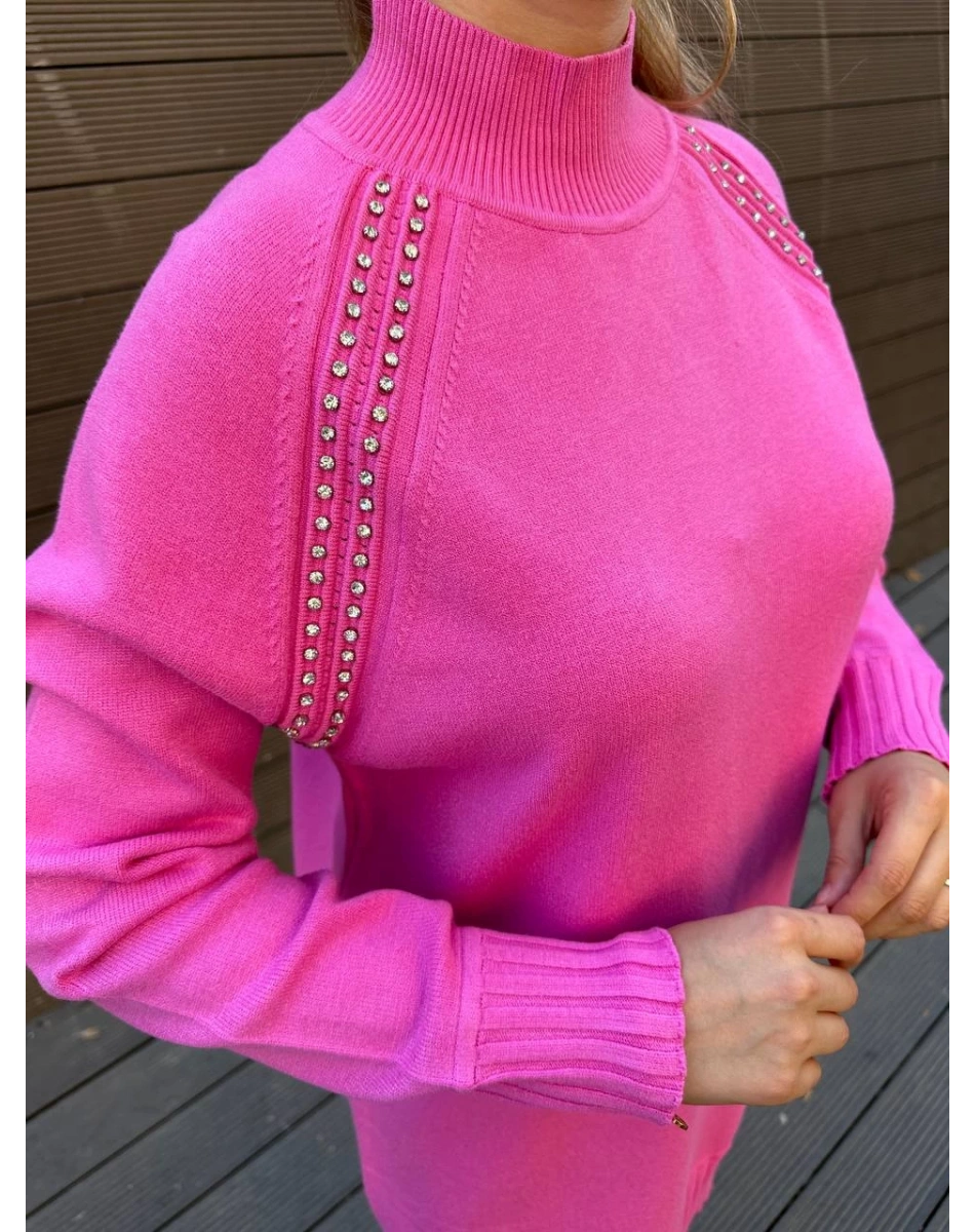 Ghisa 5KOBTNK4391 Pembe Yakası Taşlı Triko Tunik