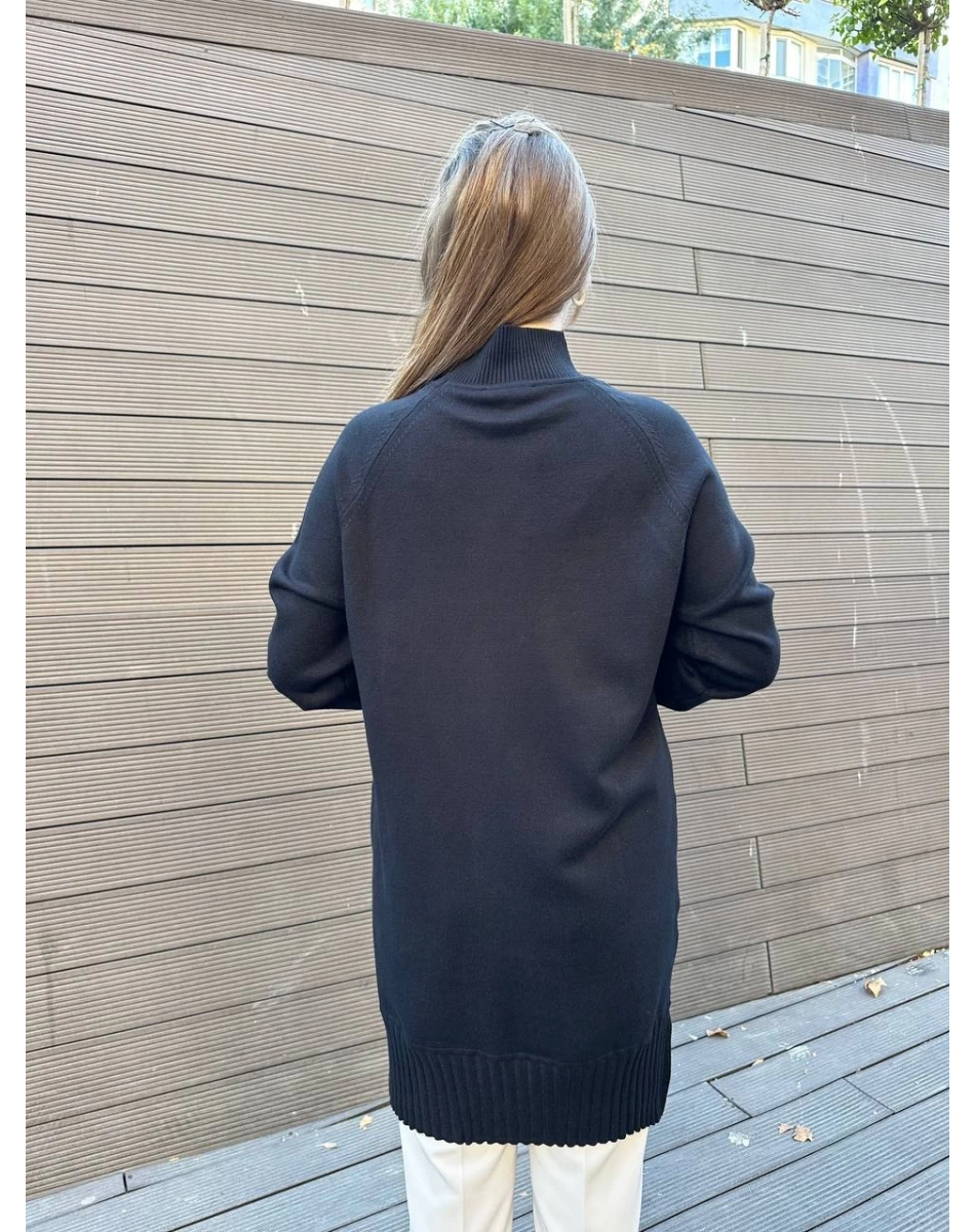 Ghisa 5KOBTNK4391 Siyah Yakası Taşlı Triko Tunik