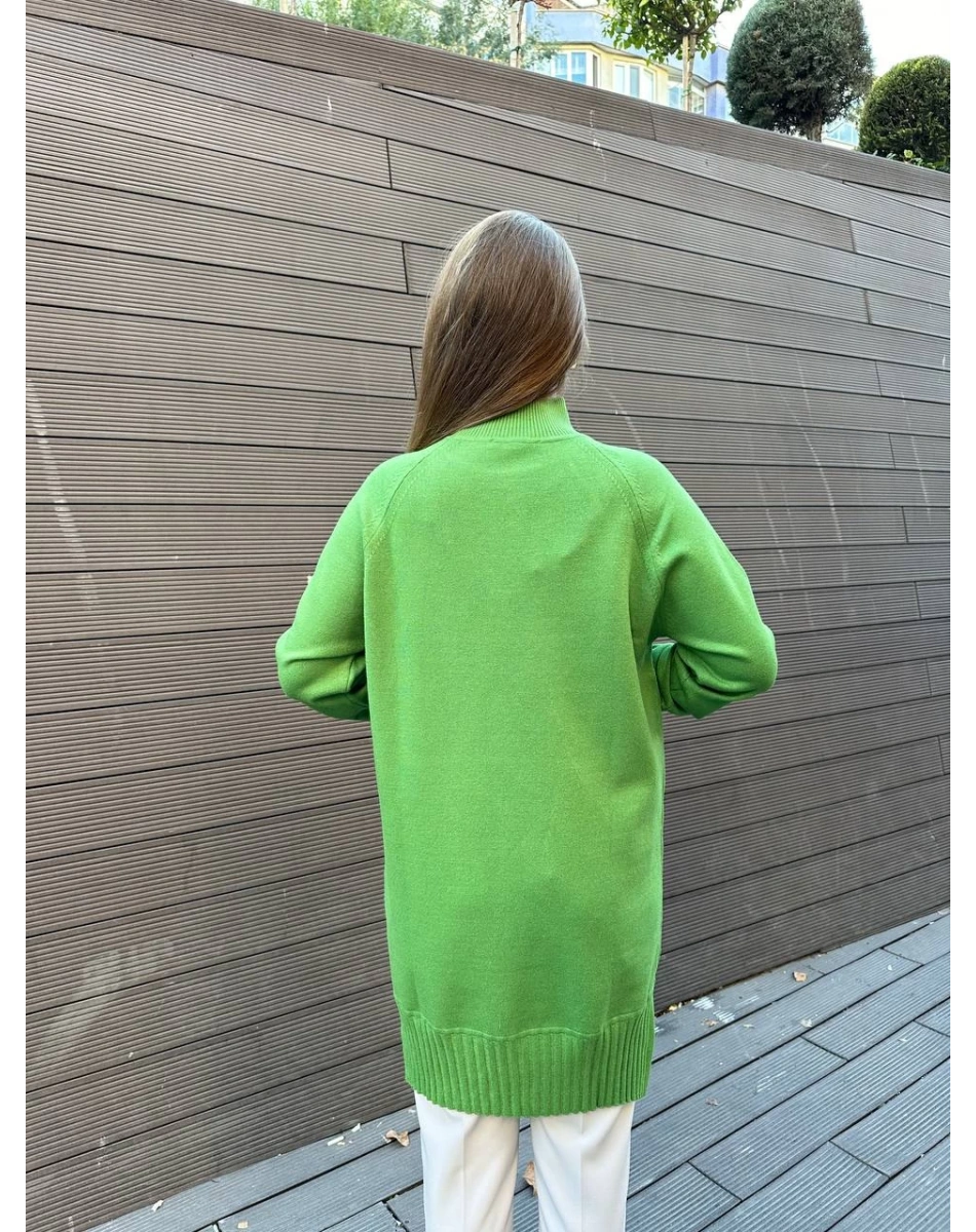 Ghisa 5KOBTNK4391 Yeşil Yakası Taşlı Triko Tunik