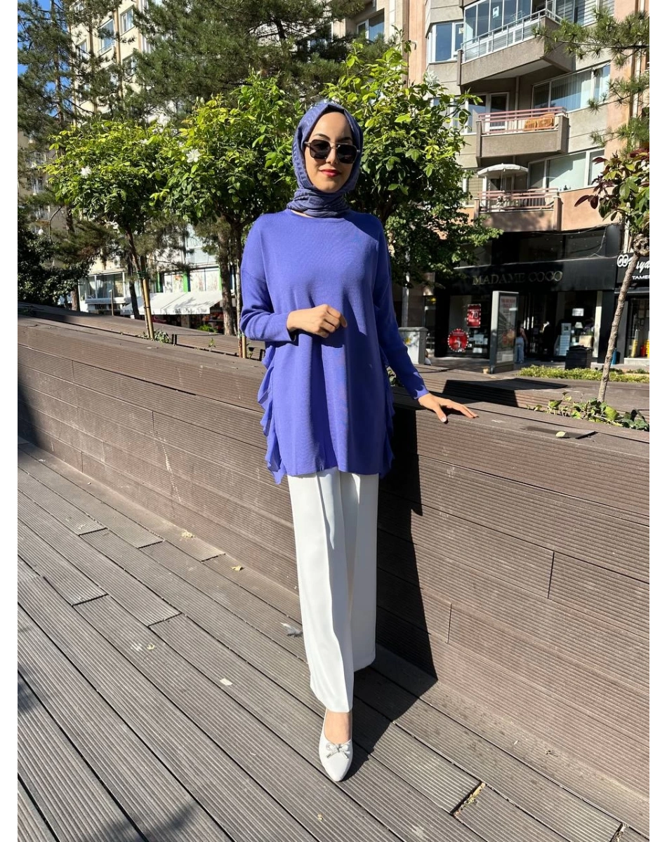 Ghisa 5KOBTNK4689 Leylak Tül Detaylı Merserize Tunik