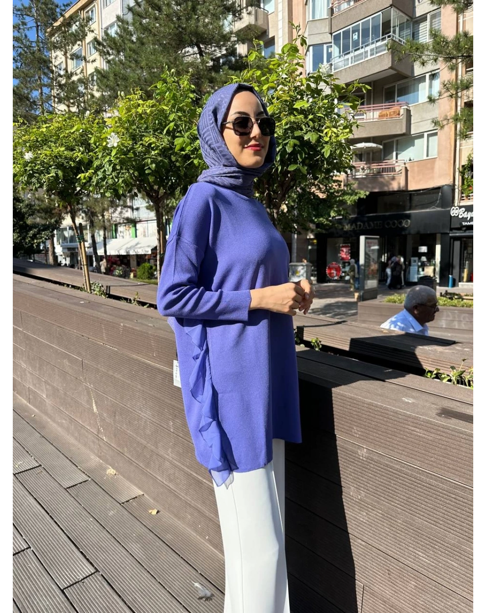 Ghisa 5KOBTNK4689 Leylak Tül Detaylı Merserize Tunik