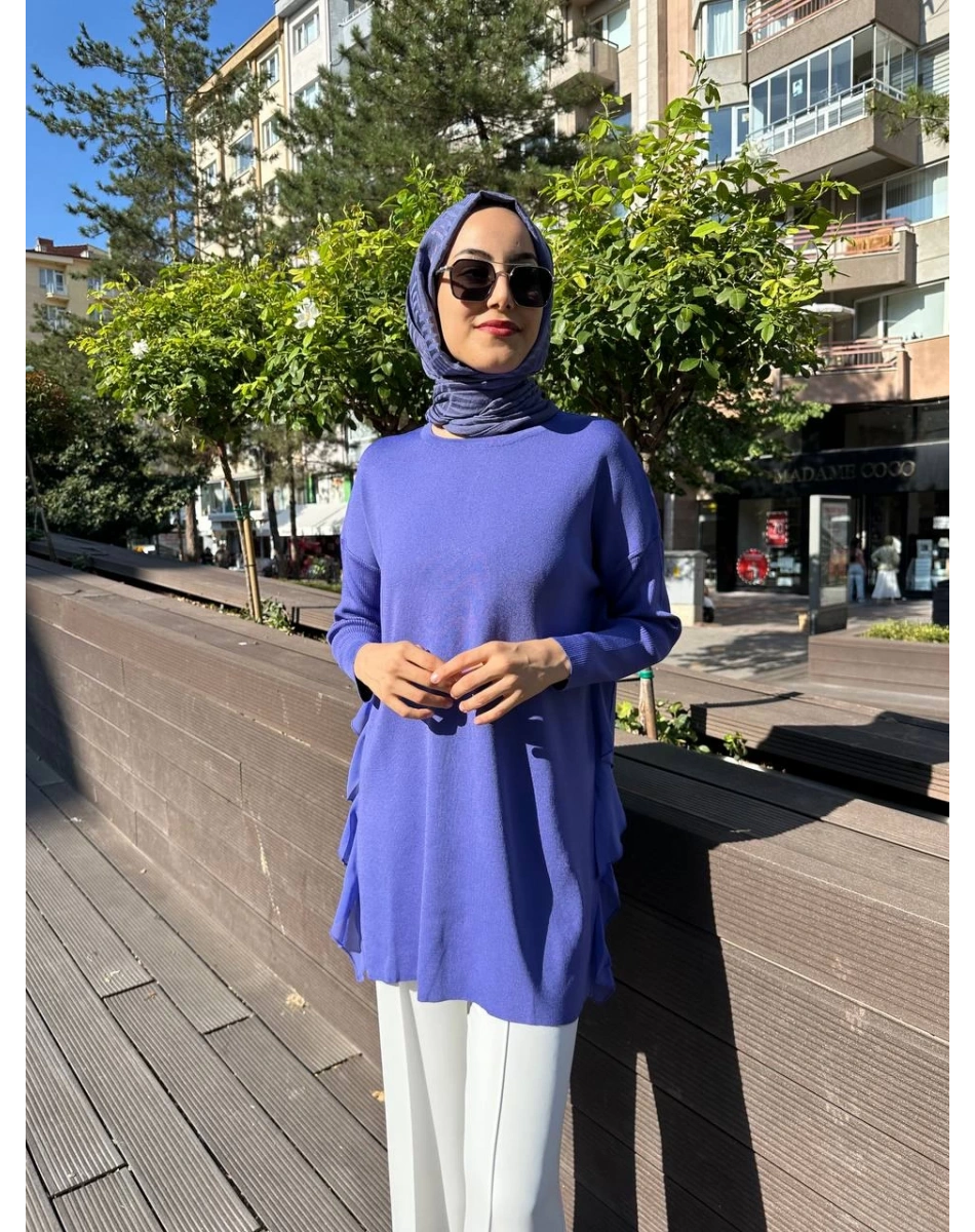 Ghisa 5KOBTNK4689 Leylak Tül Detaylı Merserize Tunik