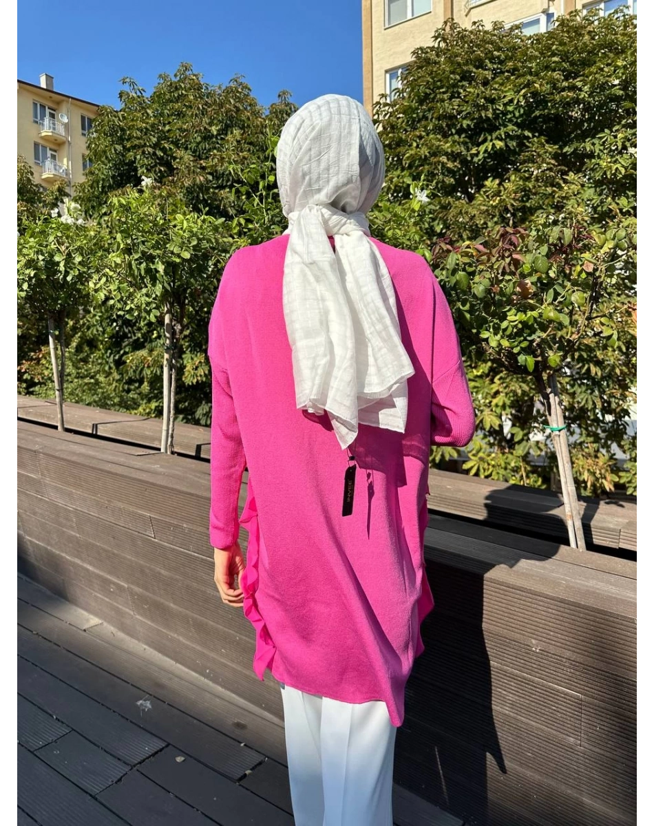 Ghisa 5KOBTNK4689 Pembe Tül Detaylı Merserize Tunik