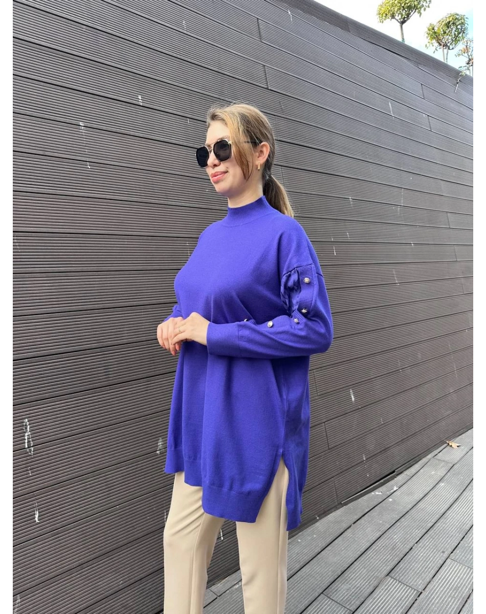 Ghisa 5KOBTNK4803 Mor Kol Detaylı Triko Tunik