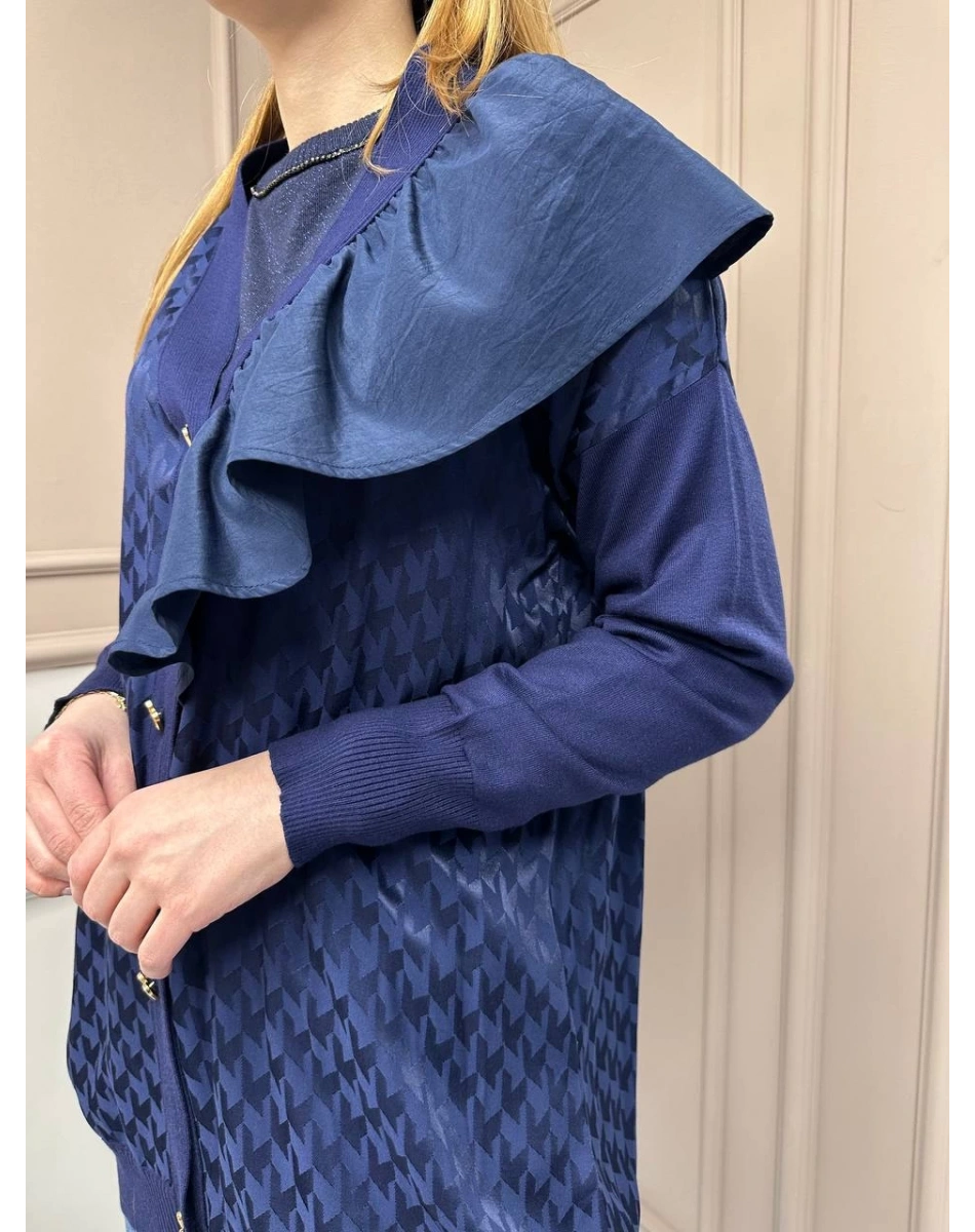 Ghisa 5KÖRHRK3603 Lacivert Kazayağı Desenli Hırka