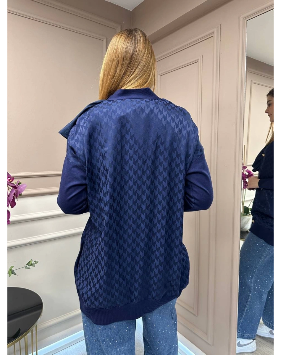 Ghisa 5KÖRHRK3603 Lacivert Kazayağı Desenli Hırka