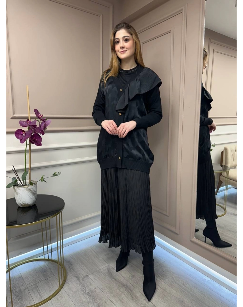 Ghisa 5KÖRHRK3603 Siyah Üçgen Desenli Hırka