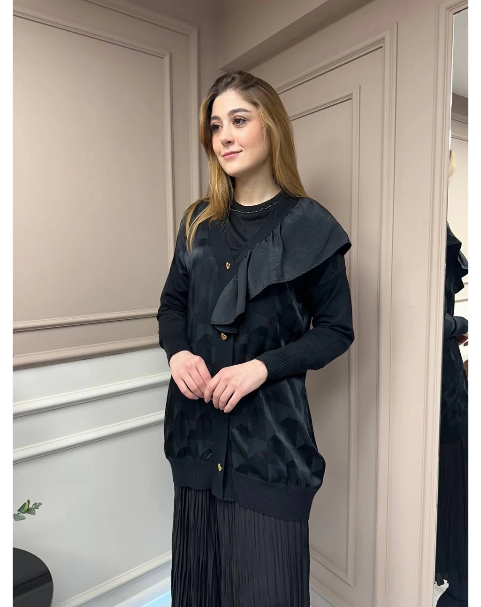 Ghisa 5KÖRHRK3603 Siyah Üçgen Desenli Hırka