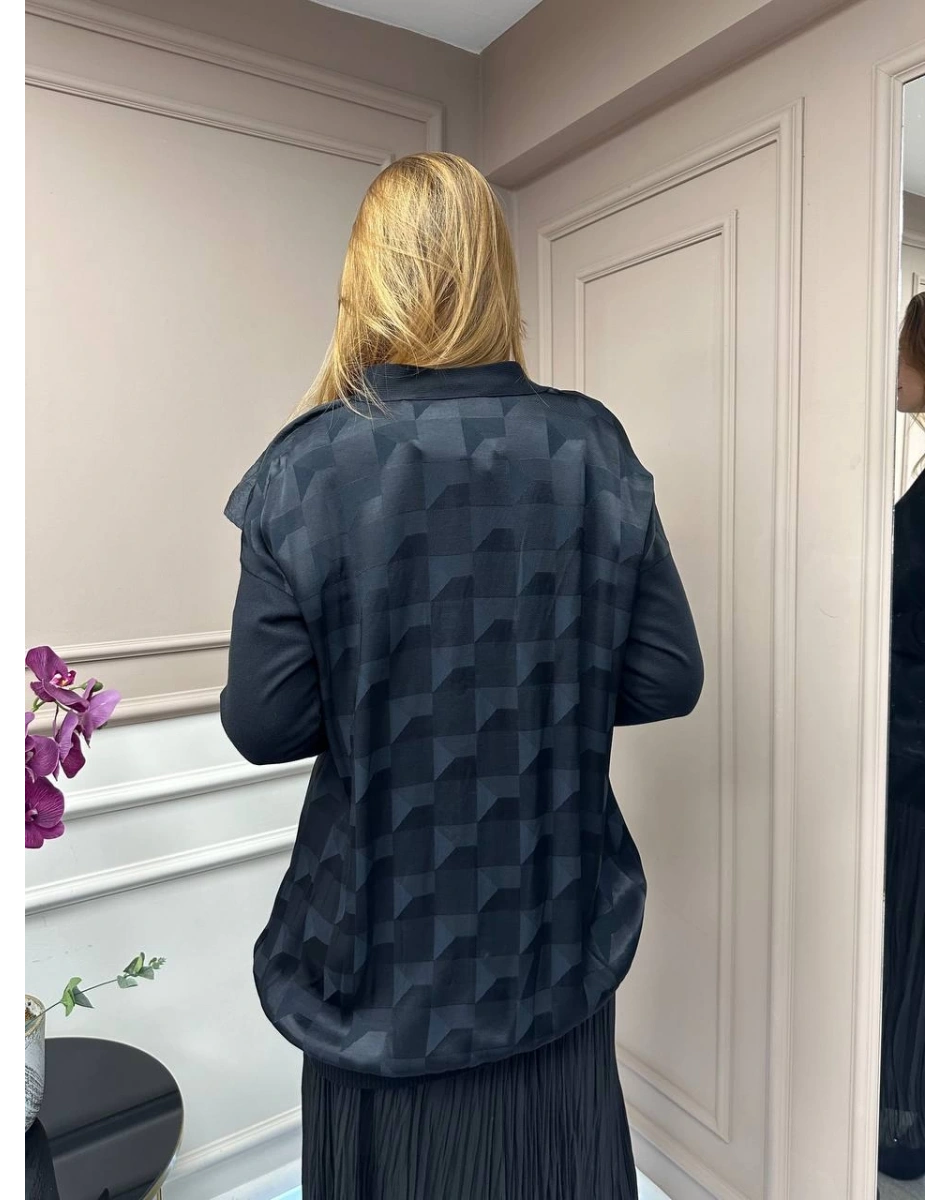 Ghisa 5KÖRHRK3603 Siyah Üçgen Desenli Hırka