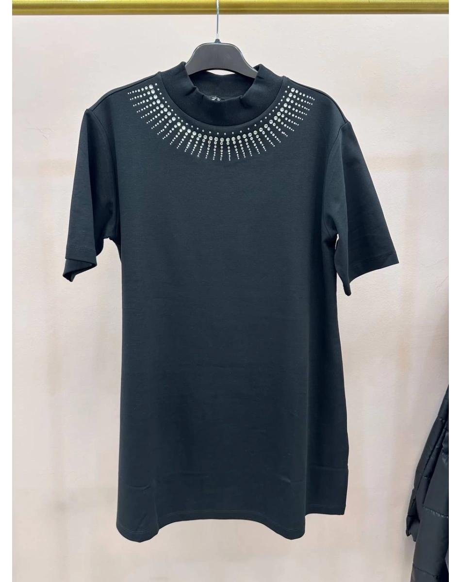 Ghisa GSBASIC4973 Siyah Yakası Taşlı Kısa Kollu Tişört