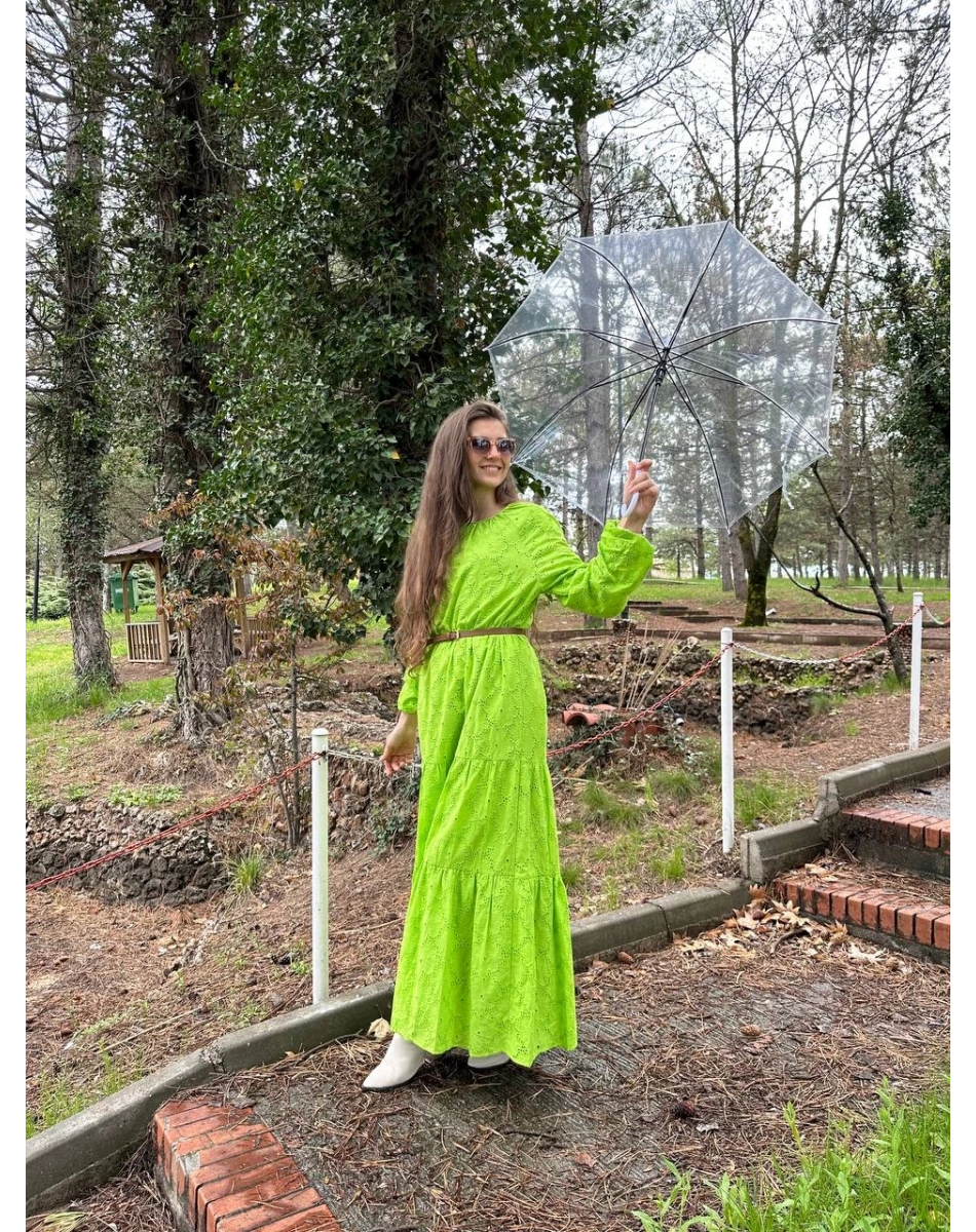 Heddy & Nurcan Çetin 23132 Yağ Yeşili Elbise